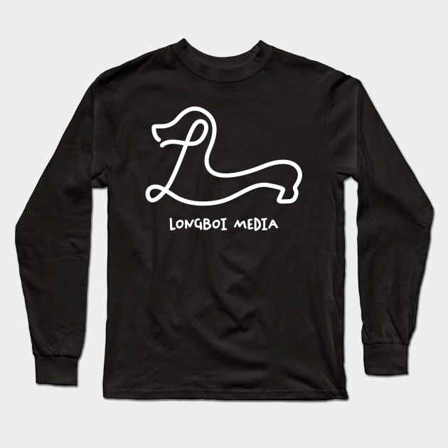 Longboi Media Logo (white) Long Sleeve T-Shirt by Aint It Scary